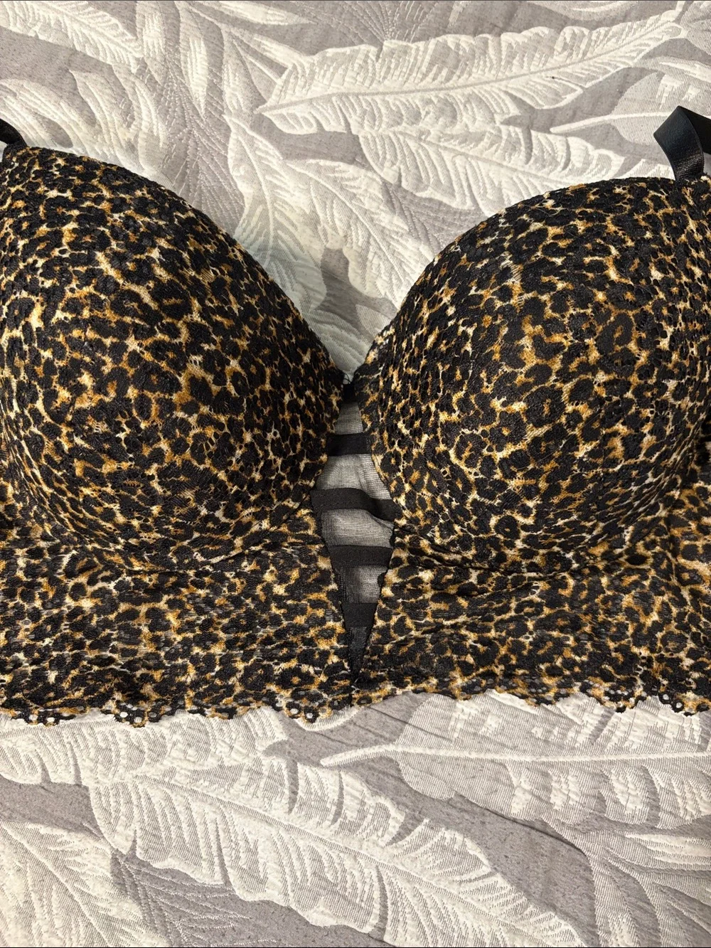 Leopard Print Lace-Trim Bralette and Shorts Set - Black & Brown